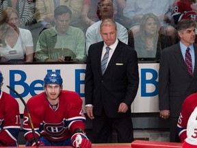 Montreal Canadiens head coach Michel Therrien behind the Habs' bench in Game 2 of their series against the Ottawa Senators. (Ben Pelosse/QMI Agency)
