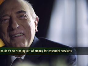 An actor portraying a rich oil executive thanks Albertans for making him “so incredibly wealthy” in a satirical commercial produced by the Alberta Federation of Labour. YOUTUBE SCREENSHOT