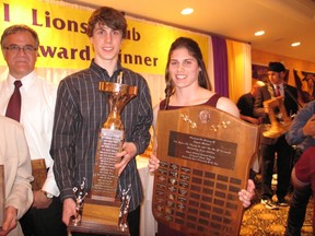 Austin Flannigan and Jenna Flannigan were big winners at the Lions dinner. Todd Hambleton photo