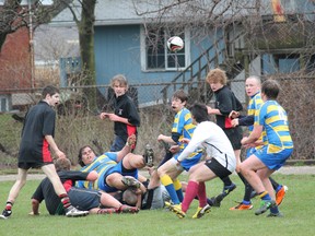 The Paris District High School Panthers junior boys rugby team has lost three in a row this season, starting with the BCI Mustangs on April 25. MICHAEL PEELING/The Paris Star/QMI Agency
