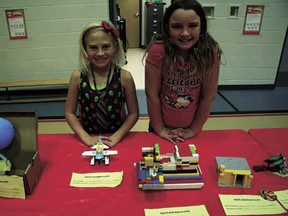 Calmar Elementary School students were among those in the Black Gold Regional Schools District to take part in Education Week. Grade three students Kathryn (right) and Kierra showed of their Lego creations on Wednesday, May 8.