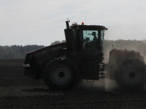 Area farmers, pushed by spring weather’s late arrival, have been on the land surrounding Tillsonburg in a big way this past week. They may have to take a break with rain forecast for Friday, but at least have a great head start on spring planting. Jeff Tribe/Tillsonburg News
