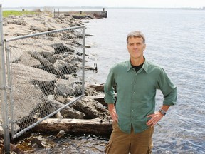 David McDonald of the Water Access Group wants more attention paid and efforts made to clean up less attractive pieces of Kingston's urban shoreline, including an off-limits parcel of land ownd by Public Works Canada adjacent to the Marine Museum of the Great Lakes. 
Elliot Ferguson The Whig-Standard