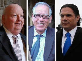 A composite image of Senators Mike Duffy (REUTERS/Chris Wattie), Mac Harb (ANDRE FORGET/QMI Agency) and Patrick Brazeau (REUTERS/Chris Wattie).