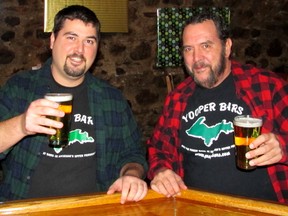 Randy and Kevin Kluck doing research for Yooper Bars, a 223-page plug of 100 liquor-licensed lounges north of the Mackinac Bridge.