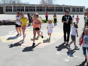 Students at Gananoque's Linklater Elementary School take part in the Marathon Club. The kids run along the school's half-kilometre track during their 40-minute afternoon break.
Wayne Lowrie/Gananoque Reporter