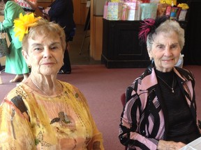 "Royal Grandparents" Margaret Dee, left, and Arlene Bourne (both of Petrolia) were among those attending the IODE Sarnia Lambton Municipal's Founder's Day Royal Baby Shower Tea earlier this month. SUBMITTED/ FOR THE OBSERVER/ QMI AGENCY
