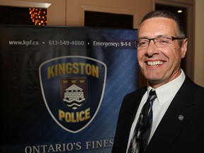 Gilles Larochelle, seen here when he was introduced as the new chief of the Kingston Police, had his first day on the job Monday.
Michael Lea The Whig-Standard