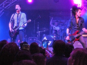 Several hundred people packed into the Cultural-Recreation Centre Friday night to check out the Faber Drive concert. Here, Dave Faber, left, and Jeremy Liddle, right, rock out with drummer Seamus O’Neil keeping the beat. Local band Pulse opened the show, followed by a band called ByStarlight.