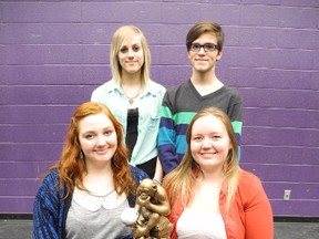 From top left: Lead actress Hailey Weibe, lead actor Ryan Seider, director Adara Von Stackelberg and stage manager Katie Jentink. - Caitlin Kehoe, Reporter/Examiner