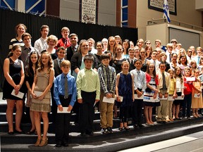 Brantford Kiwanis Music Festival trophy and award winners are honoured during the Stars of the Festival concert Friday night at New Covenant Church. (KARA WILSON, for The Expositor)