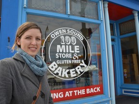 Megan Joyce outside the Owen Sound 100 Mile Store & Gluten Free Bakery, which is set to open next Saturday.