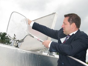 Ontario Natural Resources Minister  David Orazietti was on hand for the official opening of the $18.5 million rebuild of the Normandale  Fish Culture Station. The hatchery will produce Atlantic salmon that will be reintroduced into Lake Ontario. (DANIEL R. PEARCE Simcoe Reformer)