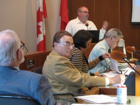 Paul Healy, Chairman of the Sarnia Lambton Industrial Alliance and President of LamSar Industrial Contractors appeals to city council Monday to establish a major trucking corridor through the city to Sarnia Harbour. CATHY DOBSON/ THE OBSERVER/ QMI AGENCY