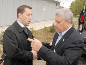 Daniel R. Pearce Simcoe Reformer
Ontario’s minister of natural resources  David Orazietti meets with Norfolk mayor Dennis Travale on Monday to find a solution for the faltering Misner Dam.