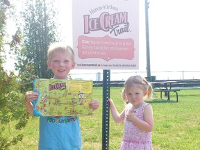 Jacob and Joslynn Curran of RR2 Ripley were excited to start their adventure after kicking off the 2012 Huron-Kinloss Ice Cream Trail at Family Funland on Highway 21.