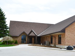 Pictured is an outside view of the new entrance and the new portion of the church.