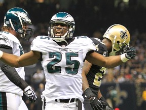 Eagles running back LeSean McCoy reacts after a run against the Saints at the Mercedes-Benz Superdome in New Orleans, Nov. 5, 2012. (SEAN GARDNER/Reuters)