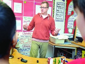 Conserve Canada director Tim Lang leads a workshop at Romeo Public School Tuesday. (SCOTT WISHART The Beacon Herald)
