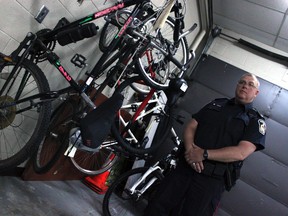 Woodstock Police Const. Steve McEwen launched a new city-wide bicycle registration page on the force's website to help reunite Woodstonians with their lost or stolen bikes.
CODI WILSON/ Sentinel-Review