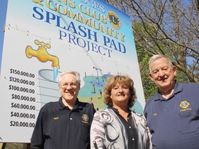 Strathroy-Caradoc and the Mount Brydges Lions Club will hire ABC Recreation Ltd. to build the town's new Splash Pad. 
In this photo taken earlier this year were (left to right) Lions President Ron Madill, Strathroy-Caradoc Mayor Joanne Vanderheyden, and splash pad committee chairman Tony Bruinink.
