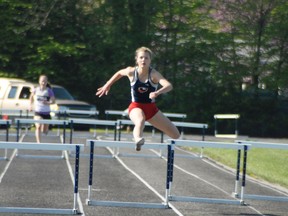 St. Anne's Lexi Aitken set a new Huron-Perth record for Senior girls' 100m hurdles May 14.