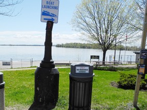 While Gananoque's Joel Stone Park is clean in this photo, following many weekends the garbage cans are overflowing at the waterfront park because of boaters who cruise in and dump their weekly trash, town officials and councillors say.
Wayne Lowrie/Gananoque Reporter