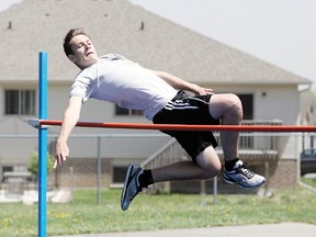 DANIEL R. PEARCE Simcoe Reformer

Braden Ongena, 16, of Holy Trinity Catholic High School, came in second in the junior boys high jump during the Norfolk County high school track and field meet held Wednesday at Holy Trinity.