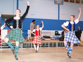 About 1,500 people experienced the 11th annual Multicultural Day celebration at the Davidson Centre on May 14, 2013. L to R: Sydney Thompson, Julia Di Castri, Shantal Stade and Alex Chapleau performed traditional Highland dances along with Elizabeth Ruxton and Celine MacKay. (ALANNA RICE/KINCARDINE NEWS)