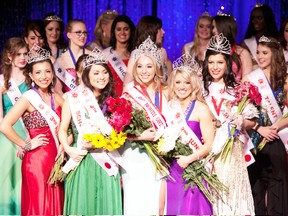 2013 Miss North Ontario Regional Canada Pageant (MNORCP) line up: fourth runner up - Lakehead - Samantha Romeo; third runner up Espanola - Amy Mikkelsen; Miss North Ontario Regional Canada 2013 - Paige Johnson - Cochrane; second runner up - Eastern Region (North Bay) Shelby-Lyn Bouckley; first runner up - Hearst - Kara Fillion. Photo supplied.