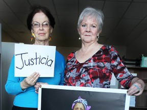 Linda Murray and Colette Laliberte are two of the members of Amnesty International's Napanee Branch 150. They and other Amnesty International members across Canada are lobbying for the fair treatment of a small group of Colombian farmers who are being threatened by international economic development in their peaceful community.