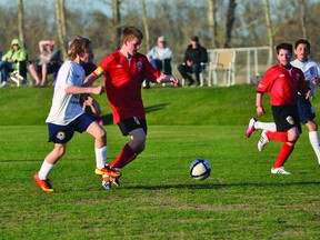 The 14U Portage Cobras played their home opener Wednesday night against the Bonivital Soccer Club. (Kevin Hirschfield/THE GRAPHIC/QMI AGENCY)