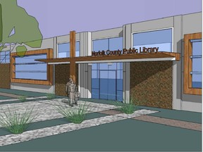 Contributed graphic
This is an artist’s conception of the exterior of the new library in Port Dover at Port Dover Composite School. This is the view from the south where the former tech wing is situated.