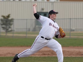 Regan Gillis, shown here pitching with the Oil Giants last year, has rejoined the Fort McMurray Oil Giants Midget team for the remainder of the season. TREVOR HOWLETT/TODAY FILE PHOTO