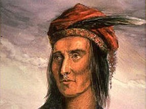 A romanticized depiction of Tecumseh from circa 1868.