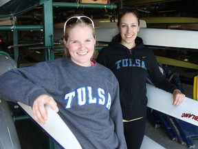 Kingston Collegiate students Jenny Casson, left, and Sarah Palilionis, both 17, are headed to the University of Tulsa in August on rowing scholarships. (Elliot Ferguson/The Whig-Standard)
