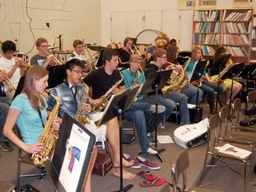 Students rehearse a piece during a jazz and big band music workshop Friday at Glendale High School in Tillsonburg. Grade nine and ten students are also busy preparing for the annual spring concert that is taking place on Wednesday, May 22 in the gymnasium at Glendale High School. Doors open at 7:30 p.m.    

KRISTINE JEAN/TILLSONBURG NEWS/QMI AGENCY