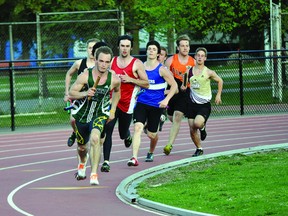 Submitted photo    General Panet's Travis Beauregard takes the lead in the 4x400 metre relay during the National Capital High School Track and Field Classic in Ottawa.