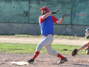 The Timmins Mens' Baseball League season will kick off on June 2 with a double-header with Game 1 starting at 3 p.m., followed by Game 2 at 6 p.m. Expos' player Andy Alexander follows through on a hit in a game in 2012.