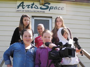 After 23 years, Dream Makers Productions has to look for a new home for its youth theatre and film projects. In front, from left are Janna Hickman, Morgan Aitkens and Cameron Brunet. Behind are Jessie Beriault, Katie Aiken and Sarah Runions.
Staff photo/CHERYL BRINK