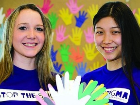 (l-r) Shavon Ferland and Mio Sai, both Grade 10 students at LaSalle Secondary School, participated and volunteered at the STOP the Stigma conference held at Duncan McArthur Hall during Mental Health Week. In its second year, the conference was designed to inform, support and empower local students about mental health. 
JULIA MCKAY - KINGSTON THIS WEEK