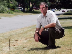 LUKE HENDRY The Intelligencer
Animal control officer Ron Pierce, above in Belleville in July 2012, says a change in the city's animal-control bylaw clarifies the rule against dogs running at large.