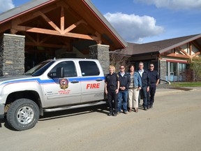 Supplied
From left to right: Cheryl VanEerden, LaGlace Fire Captain; James Evans, Specialized Tech Inc. General Manager; Leanne Beaupre, Reeve; Eric Vatne, Specialized Tech Inc.;
and Dan Verdun, Deputy Fire Chief.
