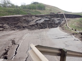 Highway 744 south of Peace River was closed last spring due to a slide that collapsed the entire road going up Judah Hill. Michaela Hiebert/QMI Agency