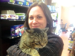 ANDREW HOPKINS • for Northern News
Katie Dolan says it was love at first sight when she saw Leo. She adopted the full-sized feline at Pet Value in Kirkland Lake during a recent event in support of the new group, Advocacy for Northern Animals.