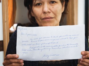 Crystal Roulette of Sandy Bay First Nation shows the letter she got from the reserve's health clinic nurse, advising her to boil her water as her cistern might be contaminated.  Her family has had multiple health problems for almost 20 years due from what Roulette speculates is from contaminated water. (Svjetlana Mlinarevic/The Herald Leader/QMI Agency)