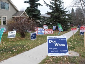 Mayor Bill Given’s home received a sign lawn treatment when he won the municipal election in 2010. The city is currently looking at recommendations to limit campaign signage coming up to this year’s election in October. DHT file photo