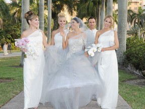 Adriana De Moura and Frederic Marq were married May 17, 2013 with bridesmaids Lisa Hochstein, Alexia Echevarria and Marysol Patton, at the Coral Gables Congregational Church in Coral Gables. (WENN)