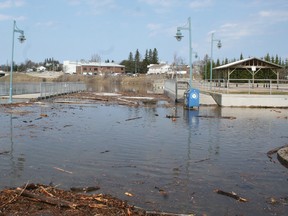 Spring flooding at its peak at the Mattagami River boat launch in Timmins earlier this month.