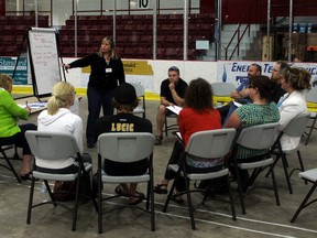 One of the working groups which participants were split into at the brainstorming session on the Recreation Centre expansion on Wednesday, May 22.
ALAN S. HALE/Daily Miner and News